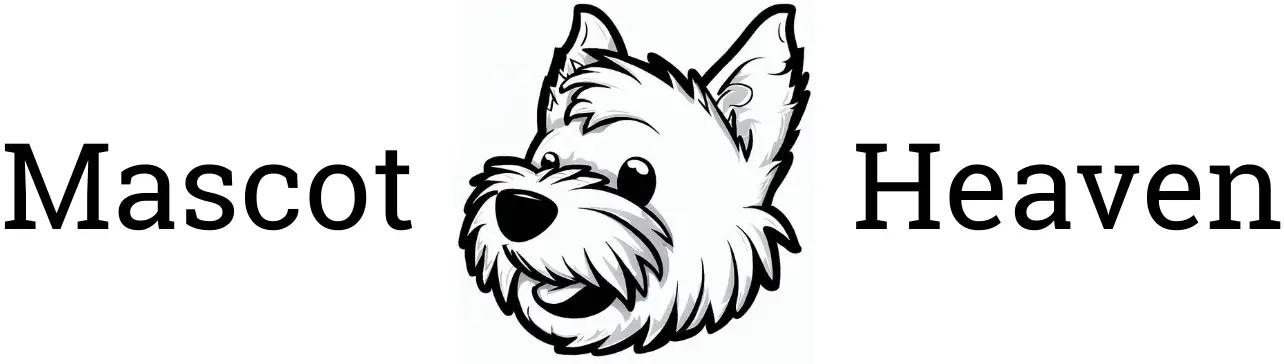 Logo for Mascot Heaven, featuring a cartoon Westie mascot.